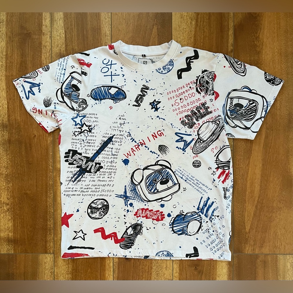 SouthPole Men’s Graffiti NASA Bear Y2K T Shirt